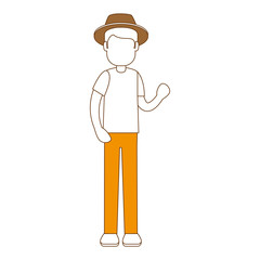 man gardener with hat avatar character vector illustration design