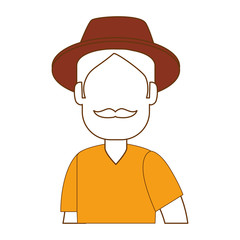 man gardener with hat avatar character vector illustration design