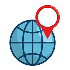 sphere planet with pointer vector illustration design