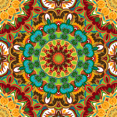 festival art seamless mandala pattern. Ethnic geometric print. Colorful frame background