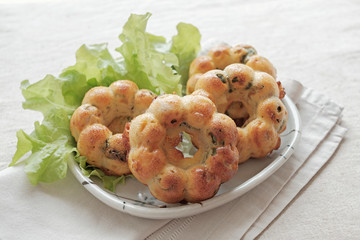 Cottage cheese and egg donuts, low carbs, ketogenic food