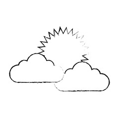 summer sun with clouds vector illustration design