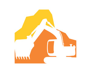 excavator excavation heavy machinery builder image vector icon logo 3