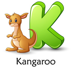 Letter K is for Kangaroo cartoon alphabet