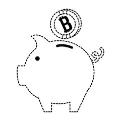 piggy with bitcoin virtual money icon vector illustration design