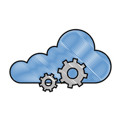 cloud computing with gears vector illustration design