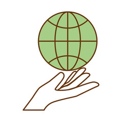 sphere planet with hand human vector illustration design