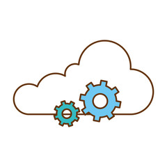 cloud computing with gears vector illustration design