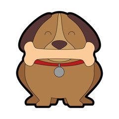 cute dog with bone vector illustration design