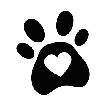 dog footprint with heart vector illustration design
