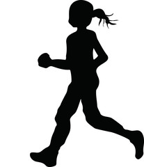 Fototapeta na wymiar ジョギングする女性のシルエット　