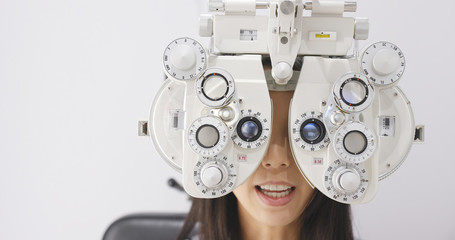 Young Woman doing eye test