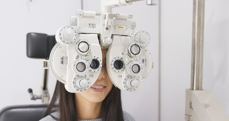 Woman doing eye test