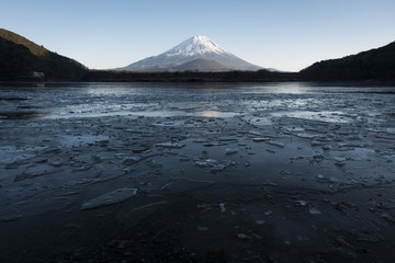 Mt. Fuji over a Frozen Lake