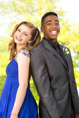 Young teens getting ready for the prom. - obrazy, fototapety, plakaty