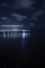 Shorncliffe Pier in the evening in Queensland, Australia.