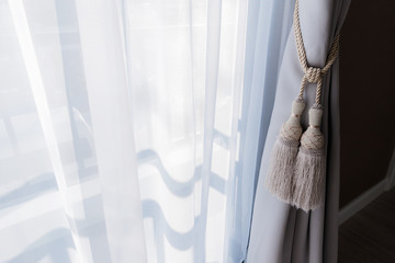 white Curtain with Beautiful Sun Light and Shadow