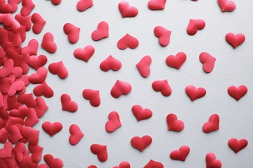 Valentines day background with red hearts. copy space
