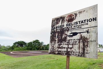 An heliport danger sign in Salvation's Island.
