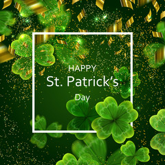 card on St. Patrick's Day. 3d effect clover vector