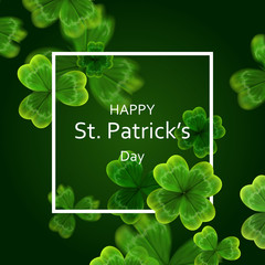 card on St. Patrick's Day. 3d effect clover vector