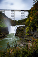 Historic Portage Railroad Bridge & Upper Falls - Letchworth State Park - Livingston & Wyoming County, New York