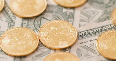 Bitcoin on US paper banknote