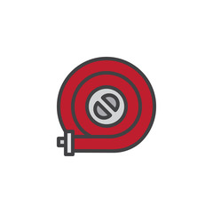 Fire hose reel filled outline icon, line vector sign, linear colorful pictogram isolated on white. Symbol, logo illustration. Pixel perfect vector graphics