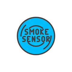 Smoke sensor filled outline icon, line vector sign, linear colorful pictogram isolated on white. Fire prevention smoke detector symbol, logo illustration. Pixel perfect vector graphics