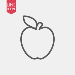 Apple fruit icon. Organic nutrition healthy food. Hand draw illustration. Apple Isolated on white background.