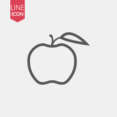 Apple fruit icon. Organic nutrition healthy food. Hand draw illustration. Apple Isolated on white background.