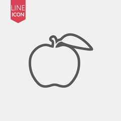 Apple fruit icon. Organic nutrition healthy food. Hand draw illustration. Apple Isolated on white background.