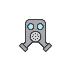Firefighter mask filled outline icon, line vector sign, linear colorful pictogram isolated on white. Respirator, gas mask symbol, logo illustration. Pixel perfect vector graphics
