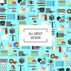 Vector digital art design icons background with place for text