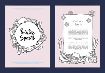 Vector card or flyer template for sports store or winter