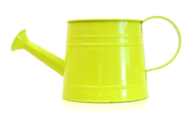 green watering can isolated on white