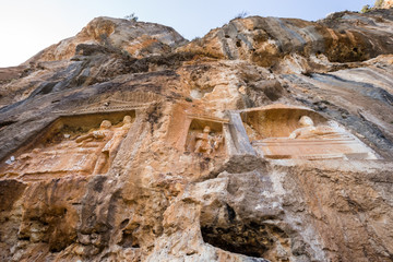 Exterior facade view of Adamkayalar or man rocks