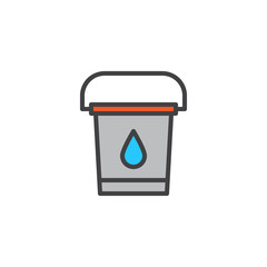 Water bucket filled outline icon, line vector sign, linear colorful pictogram isolated on white. Bucket to extinguish the fire symbol, logo illustration. Pixel perfect vector graphics
