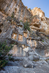 Exterior facade view of Adamkayalar or man rocks