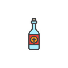 Medicine bottle filled outline icon, line vector sign, linear colorful pictogram isolated on white. Symbol, logo illustration. Pixel perfect vector graphics