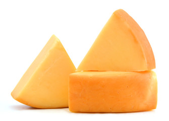 piece of cheese isolated on a white background