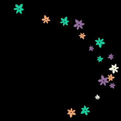 Festive Background with Colorful  flowers. Feminine Pattern for Postcard, Print, Banner or Poster. Small Pretty  flowers For Party Decoration, Wedding, Birthday or Anniversary Invitation. 