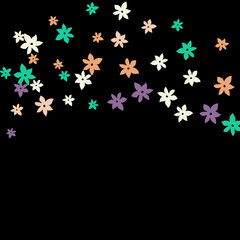 Festive Background with Colorful  flowers. Feminine Pattern for Postcard, Print, Banner or Poster. Small Pretty  flowers For Party Decoration, Wedding, Birthday or Anniversary Invitation. 