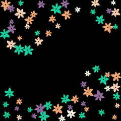 Festive Background with Colorful  flowers. Feminine Pattern for Postcard, Print, Banner or Poster. Small Pretty  flowers For Party Decoration, Wedding, Birthday or Anniversary Invitation. 