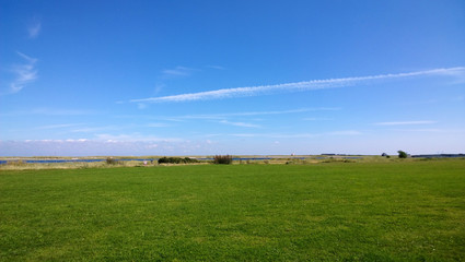 Green lawn near the sea in Denmark