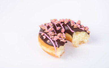 chocolate donuts on a white background