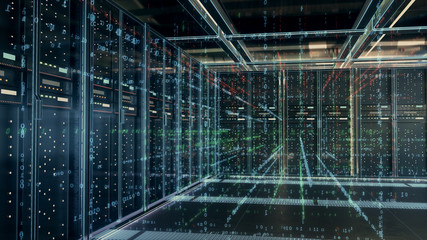 Server room or server computers.3d rendering.