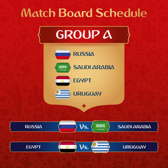 Football Tournament Match Board With Russian Ethnic Decoration Vector Illustration.