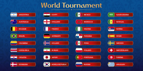 Football Tournament Match Board With Russian Ethnic Decoration Vector Illustration.