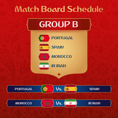 Football Tournament Match Board With Russian Ethnic Decoration Vector Illustration.